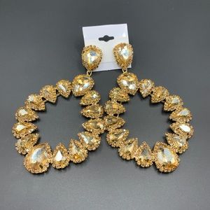 4” Bronze/Gold Rhinestone Statement Earrings